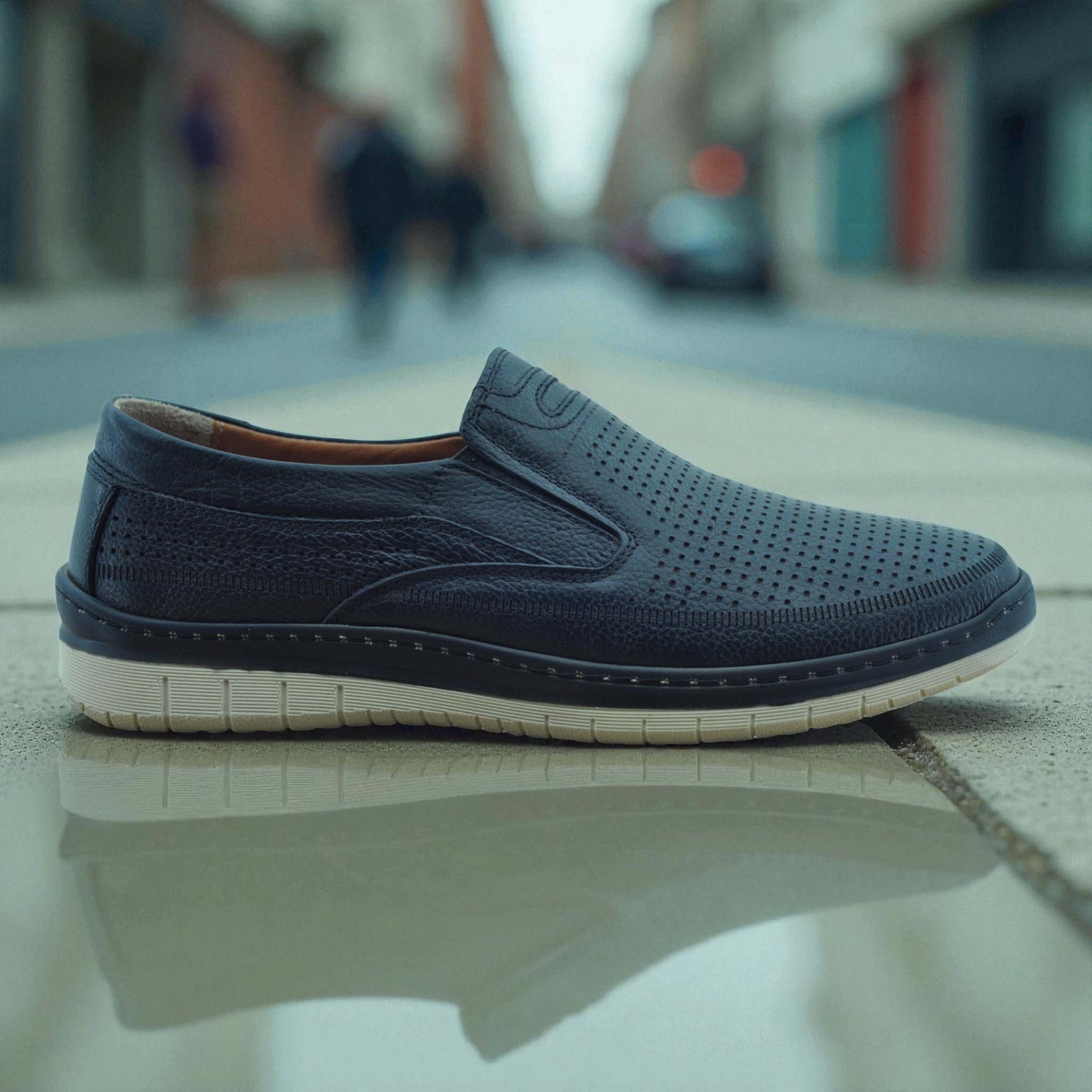 Bağcıksız Nefes Alabilir Hakiki Deri Erkek Günlük Ayakkabı – Hafif ve Ortopedik Yazlık Model